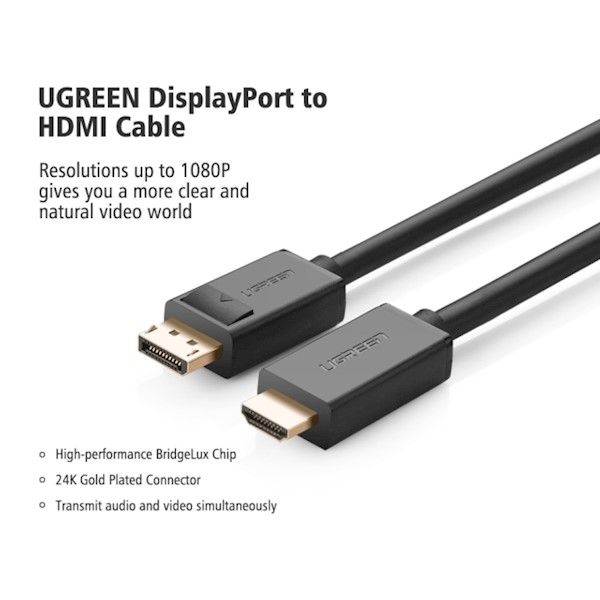 DP cable UGREEN DP101 (10202) DP to HDMI male cable 2M Best