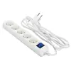 დამაგრძელებელი კაბელი 2E 5 ways socket,with children protection and switch.H05VV-F 3G*1.0mm, 3m, White body,blue switch  - Primestore.ge