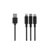უსბ კაბელი 2E USB 3 in 1 Micro/Lightning/Type C, 5V/2.4A, Black,1.2m  - Primestore.ge