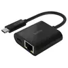 USB-C ადაპტერი Belkin Adapter USB-C - Ethernet 60W PD Black  - Primestore.ge