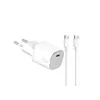 ადაპტერი და კაბელი Celly 25W Wall Charger (with Type-C toType-C Cable) White  - Primestore.ge