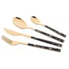 დანა ჩანგლის ნაკრები Ardesto AR1916MBS Gemini Marmo, 16pcs, Cutlery Set, Golden/Black  - Primestore.ge