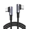 USB კაბელი UGREEN US323 (70529), 60W, Right Angle type-C to type-C Angled, 1m, Black/Grey  - Primestore.ge