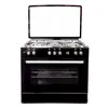 გაზქურა Oz OE 9050 BL OBig90X60B5E Coocker, 5Gas, Wok, Oven-Electric, 7Function, Turnspit, Cast Iron,90x60x85, Black, Top glass  - Primestore.ge