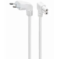 კაბელი GMB Power cord (C7) with angled connectors, VDE approved, 2.5 m, white (PC-184L-VDE-2.5M-W)  - Primestore.ge