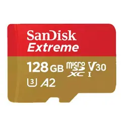 მეხსიერების ბარათი SanDisk 128GB Extreme MicroSD/XC UHS-I Card 190MB/S V30/4k Class 10 SDSQXAA-128G-GN6MN  - Primestore.ge