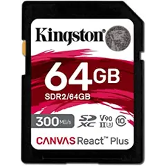 მეხსიერების ბარათი kingston Canvas React Plus SDR2/64GB  - Primestore.ge