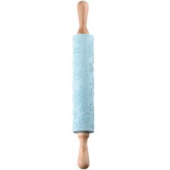Dough rolling pin Ardesto Rolling Pin New Year Tasty baking, blue, 43.5 cm, silicone, wood.
