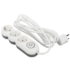 დამაგრძელებელი კაბელი 2E 3 Ways socket,with children protection. H05VV-F 3G*1.0mm, 3m, white, suitable for vertical mounting  - Primestore.ge