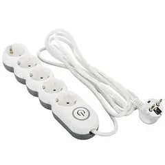 დამაგრძელებელი კაბელი 2E 5 Ways socket,with children protection.H05VV-F 3G*1.0mm, 3m, white, suitable for vertical mounting  - Primestore.ge