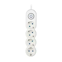 დამაგრძელებელი კაბელი 2E 4 Ways socket,with children protection.H05VV-F 3G1.0*3m, white, suitable for vertical mounting  - Primestore.ge