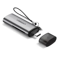 ბარათის წამკითხველი UGREEN CM184 (50704) USB-C to TF / SD Card Reader, Silver Type-C  - Primestore.ge