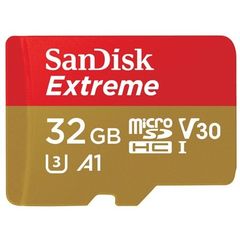 მეხსიერების ბარათი SanDisk 32GB Extreme MicroSD/HC UHS-I Card 100MB/S V30/4K Class 10 /Adapter  SDSQXAF-032G-GN6AA  - Primestore.ge