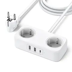 დენის გამანაწილებელი UGREEN CD280 (50683), 30W, 2 Socket, USB-A, USB-C, 1.8m, White  - Primestore.ge