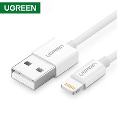 USB კაბელი UGREEN 20730 USB 2.0 A Male to Lightning Male Cable Nickel Plating ABS Shell 2m (White)  - Primestore.ge