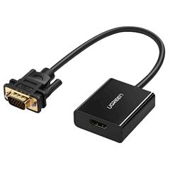 Adapter UGREEN HU-516 (20694), HDMI to VGA Adapter With 3.5mm, 30cm, Black