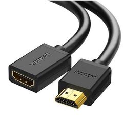 HDMI cable UGREEN HD107 (10142), HDMI Male to Female Cable, 2m, Black