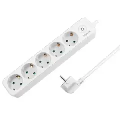 დენის ადაპტერი Logilink LPS246 Socket Outlet 5-Way + Switch 1.5m White  - Primestore.ge