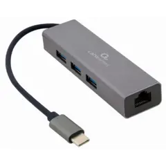 ადაპტერი Gembird A-CMU3-LAN-01 USB-C Gigabit network adapter with 3-port USB 3.1  - Primestore.ge