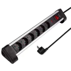 დამაგრძელებელი კაბელი Logilink LPS215 Socket outlet 6-way + switch 6x CEE 7/3 1.4m Black/silver  - Primestore.ge