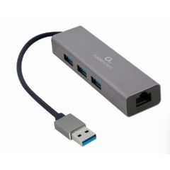 ადაპტერი Gembird A-AMU3-LAN-01 USB AM Gigabit network adapter with 3-port USB 3.0 hub  - Primestore.ge