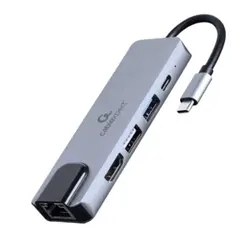 ადაპტერი Gembird A-CM-COMBO5-04 USB Type-C 5-in-1 multi-port adapter (Hub+HDMI+PD+LAN)  - Primestore.ge
