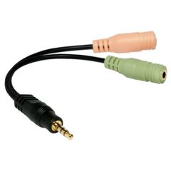 ადაპტერი Logilink CA0021 Audio adapter 3.5 mm 4-pin/M to 2x 3.5 mm 3-pin/F 0.15 m  - Primestore.ge