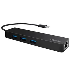 USB ჰაბი Logilink UA0313 USB 3.1 Type-C 3-port Hub with Gigabit LAN  - Primestore.ge