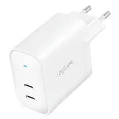 ადაპტერი Logilink PA0283 USB power socket adapter 2xUSB-C port GaN-Technology PD 65W  - Primestore.ge