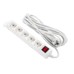 დამაგრძელებელი 2E 5XSchuko switch, 3G*1.5mm2, 5м, white  - Primestore.ge