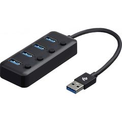 USB hub 2E Adepter USB-A to 4xUSB3.0 hub with switch, 0.25m