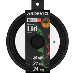 მინის თავსახური Ardesto Universal lid Black Mars Smart 20/22/24 cm, glass, silicone  - Primestore.ge