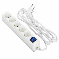 Extension cord 2E 5XSchuko with switch, 3G*1.5mm2, 3m, white