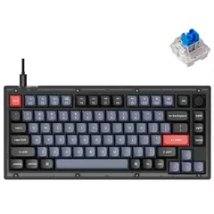 კლავიატურა Keychron V1 68 Key QMK Keychron K PRO Blue Hot-Swap RGB Knob Frosted Black  - Primestore.ge