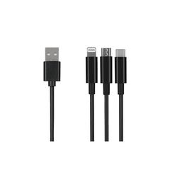 USB cable 2E USB 3 in 1 Micro / Lightning / Type C, 5V / 2.4A, Black, 1.2m