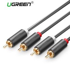 Audio cable UGREEN AV104 (10518), 2RCA Male to 2RCA Male Stereo Audio Video Cable, 2m, Black