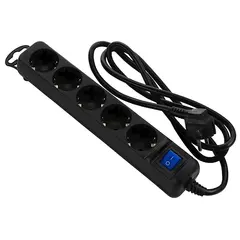 დენის გამანაწილებელი 2E 2E-U05ESM3B, 5 Socket, 3m, Black  - Primestore.ge