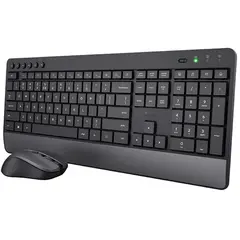 კლავიატურა + მაუსი Trust 24529 Trezo, Wireless, USB, Bluetooth, Keyboard And Mouse, Black  - Primestore.ge