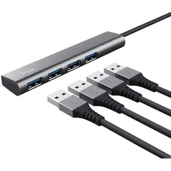USB ჰაბი Trust Halyx, 4-in-1, USB 3.2, USB-A, USB-C Hub, Grey  - Primestore.ge