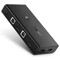 KVM სვიჩი UGREEN CM200 (50744), HDMI 2 IN 1 KVM Switcher, 4K*2K@30HZ, Black  - Primestore.ge