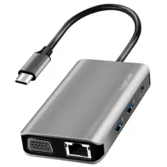 დოქ სადგური Logilink UA0410 USB 3.2 Gen 1 docking station USB-C 7 ports PD anthracite  - Primestore.ge