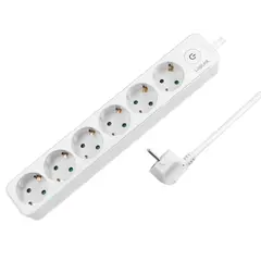 დენის დამაგრძელებელი Logilink LPS247 Socket Outlet 6-Way + Switch 1.5m White  - Primestore.ge