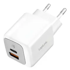 ადაპტერი Logilink PA0320SB Dual USB charger set 1x USB-C 1x USB-A 20 W white  - Primestore.ge