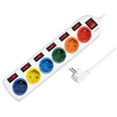 Power strip Logilink LPS259 Power strip 6-way with 7 switches 6x CEE 7/3 multicolor