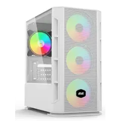 ქეისი 2E Gaming Computer case Calleo GB700W, without PSU, 2xUSB 3.0, 1xUSB 2.0, 4x120mm ARGB, controller with remote, TG Side Window, mATX, White  - Primestore.ge