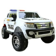 ბავშვის ელექტრო მანქანა POLICE 06 ტყავის სავარძლით და კაუჩუკის საბურავებით  - Primestore.ge
