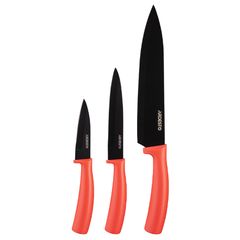 Set of knives Ardesto Black Mars Knives Set 3 pcs, red, stainless steel, plastic