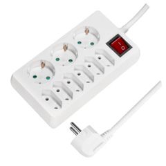 Power adapter Logilink LPS201 Socket outlet 9-way + switch 6x CEE 7/3 + 3x CEE 7/16 1.5m White