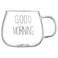 Mug set Ardesto Borosilicate glass mug set Good Morning, 350 ml, 2 pcs, with handles