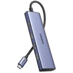 USB-C ჰაბი UGREEN CM511 (20956A), Type-C, USB, HDMI, TF/SD, Hub, Grey  - Primestore.ge
